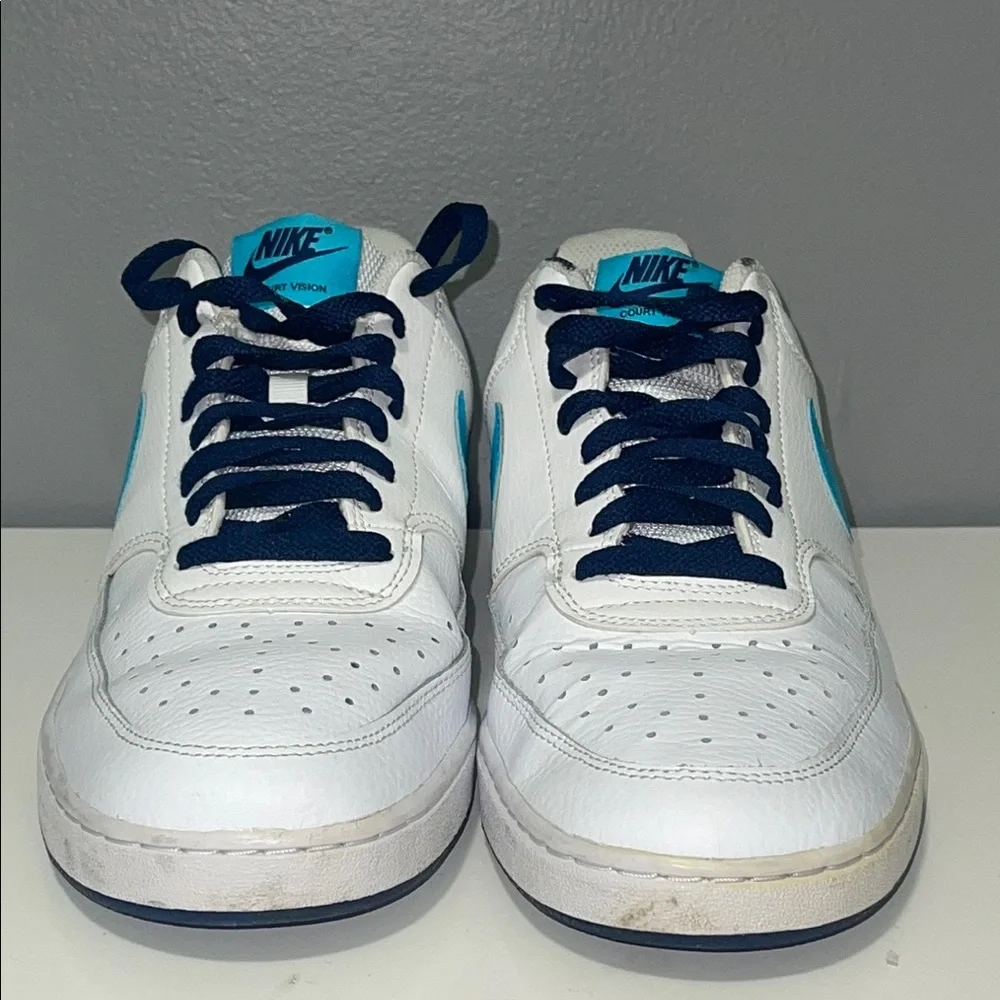 Nike Court Vision Low White‎ Laser Blue Navy Sneakers DM1187-100 Mens 10.5